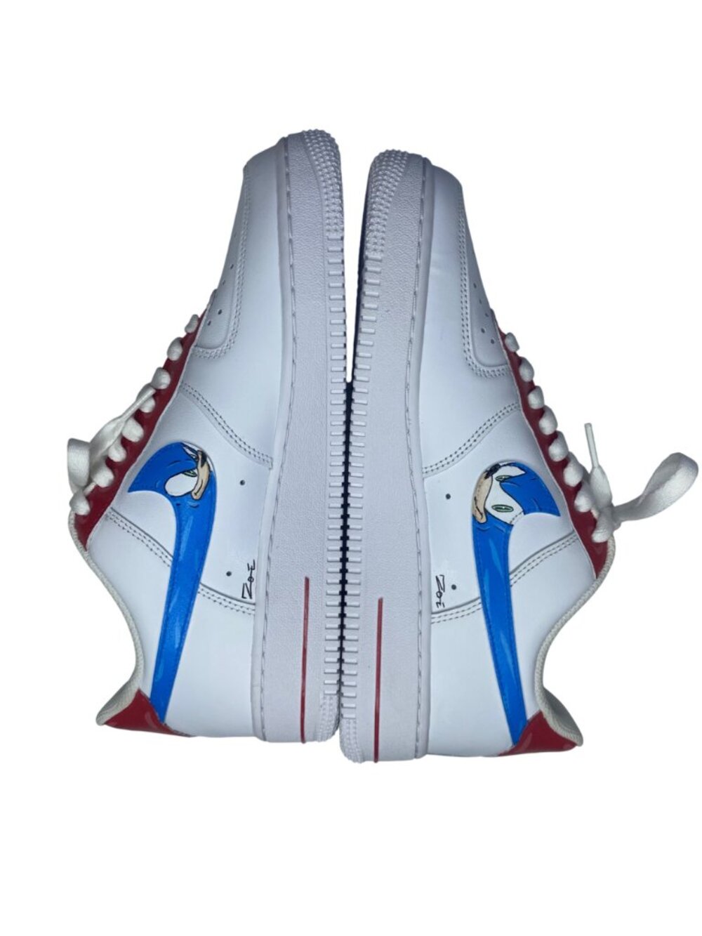 Nike Air Force 1 White leather Hand paint Sonic the Hedgehog Men's sz8 - Picture 6 of 11